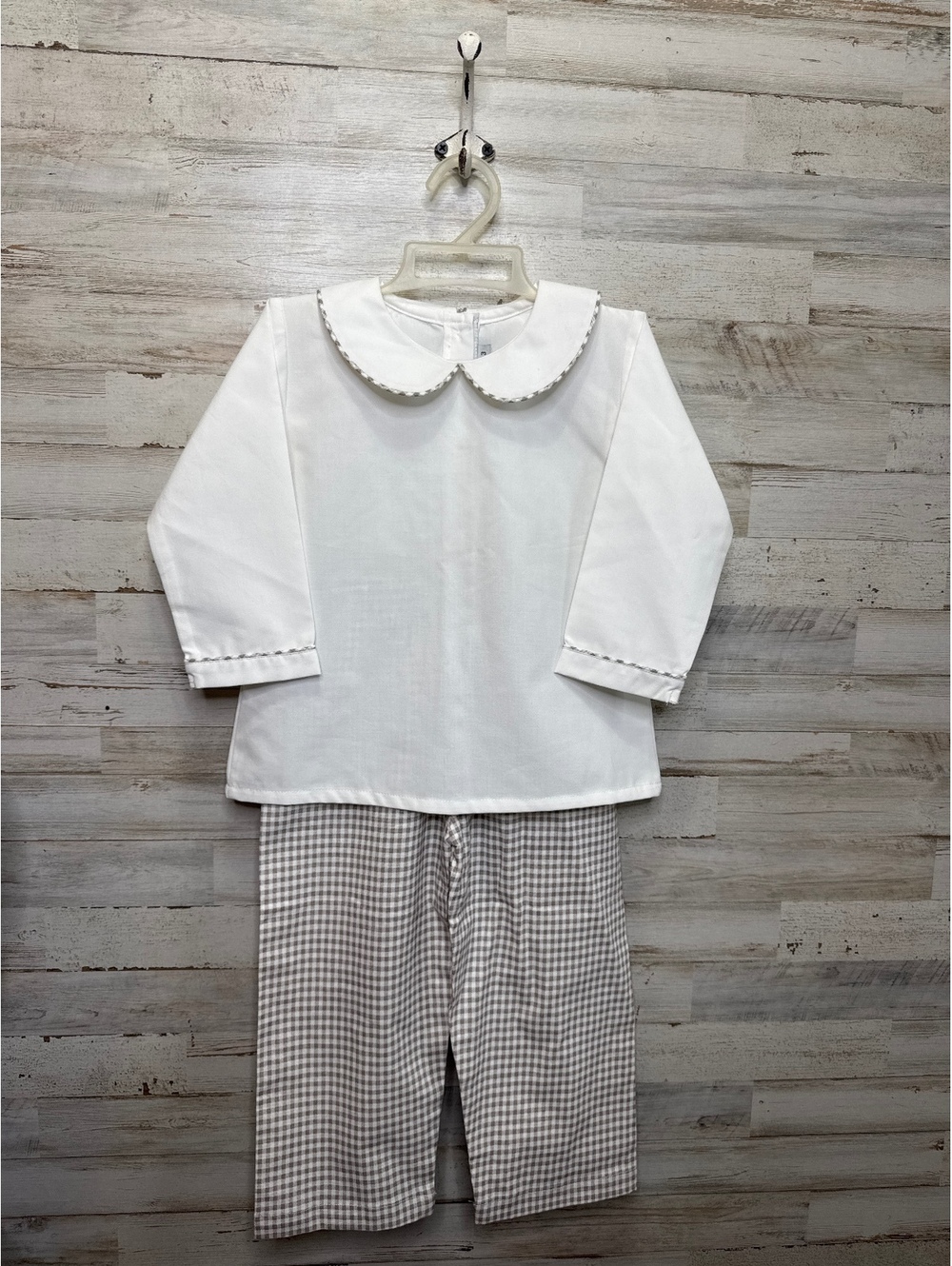 SWEET DREAMS WHITE AND GRAY GINGHAM 2 PIECE PANT SET SIZE 3